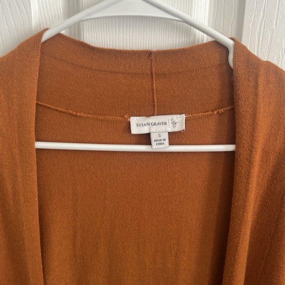 Susan Graver Open Front Cardigan Sweater‎ Bronze Brown Knit Small Medium - Picture 2 of 11